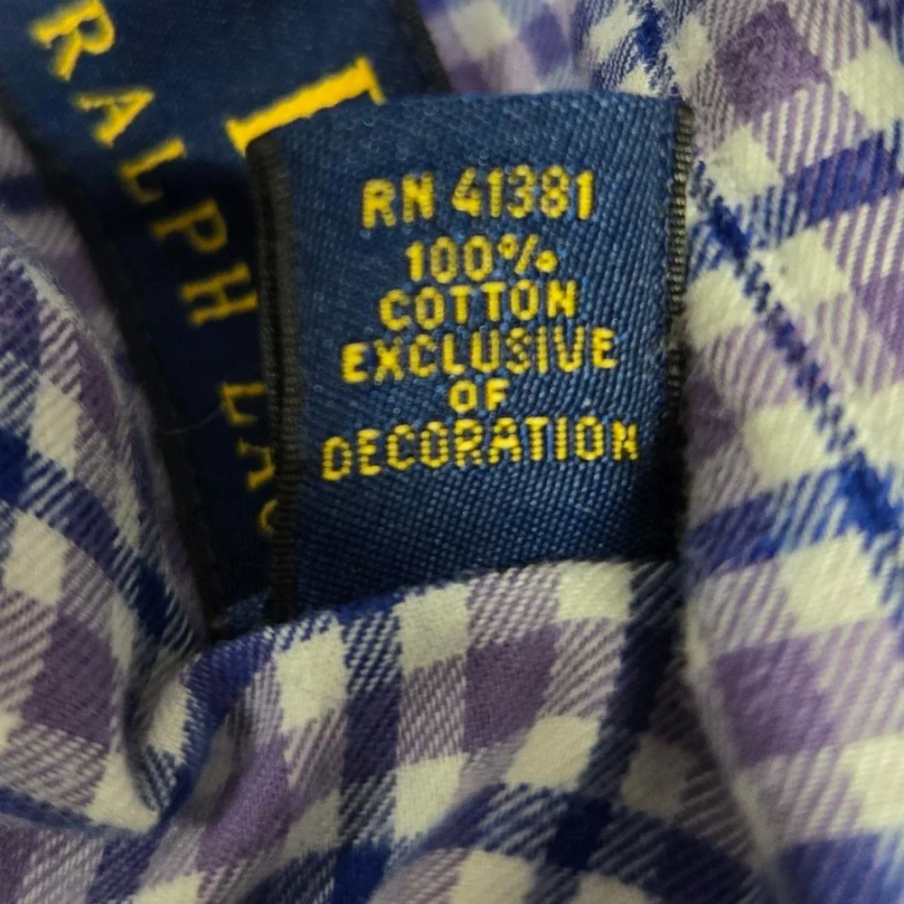 Polo Ralph Lauren Purple Gingham Check Long Sleeve Button Down Shirt Men's XL